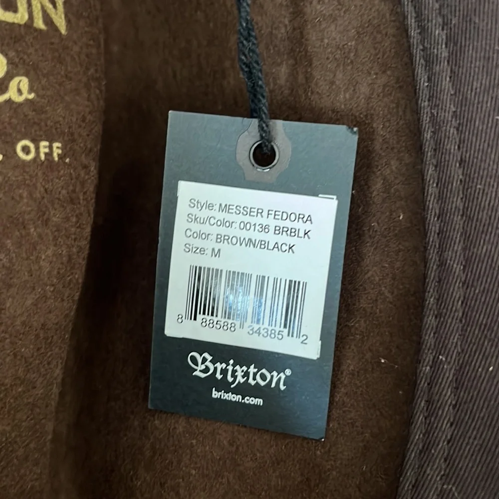 BRIXTON M 7 1/4 Messer Fedora Brown Black Wool Felt Hat Fall Winter Wear